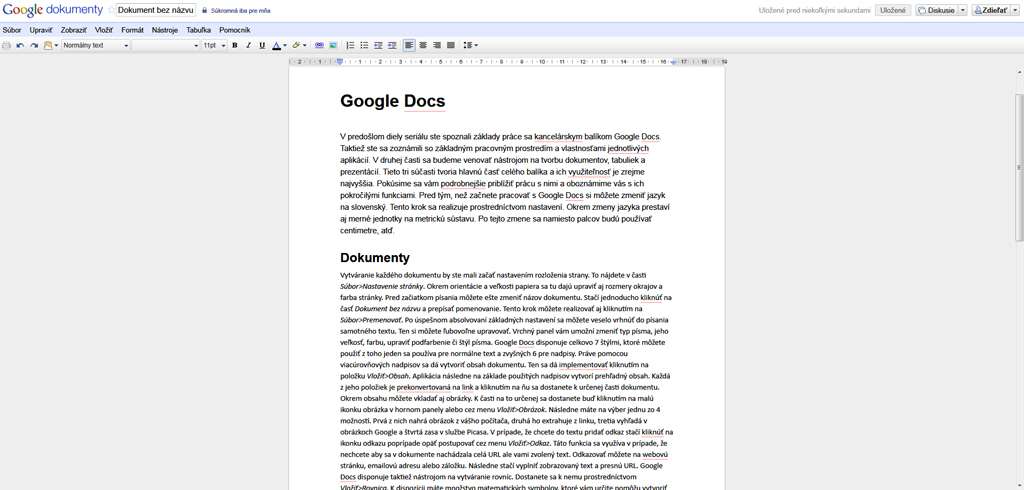 Tvorba dokumentov v prostredí Google Docs