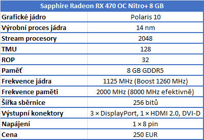 sapphire radeon rx470 oc nitro tabulka stats