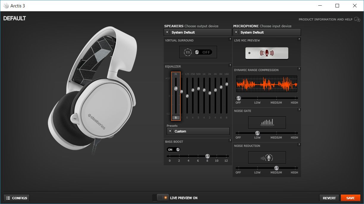 SteelSeries Arctis3 audio config