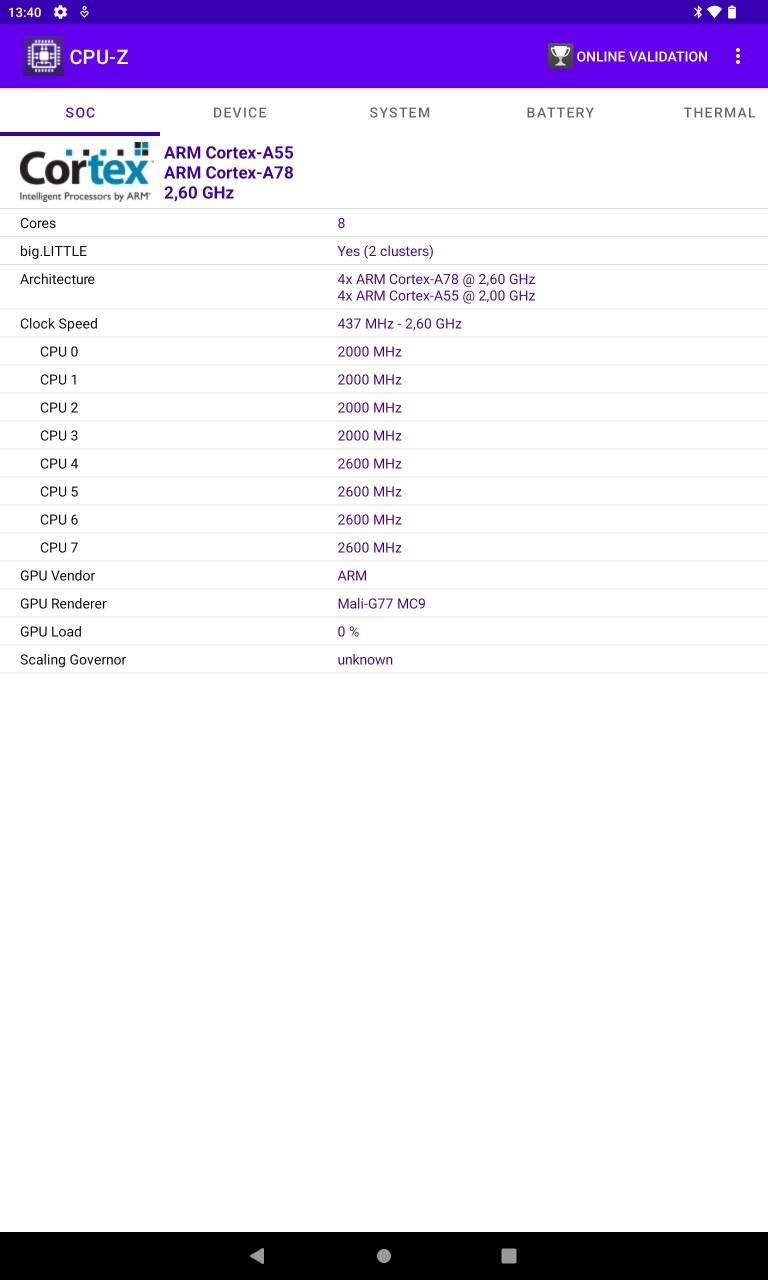 Lenovo tab p11 pro gen2 screenshot cpuz